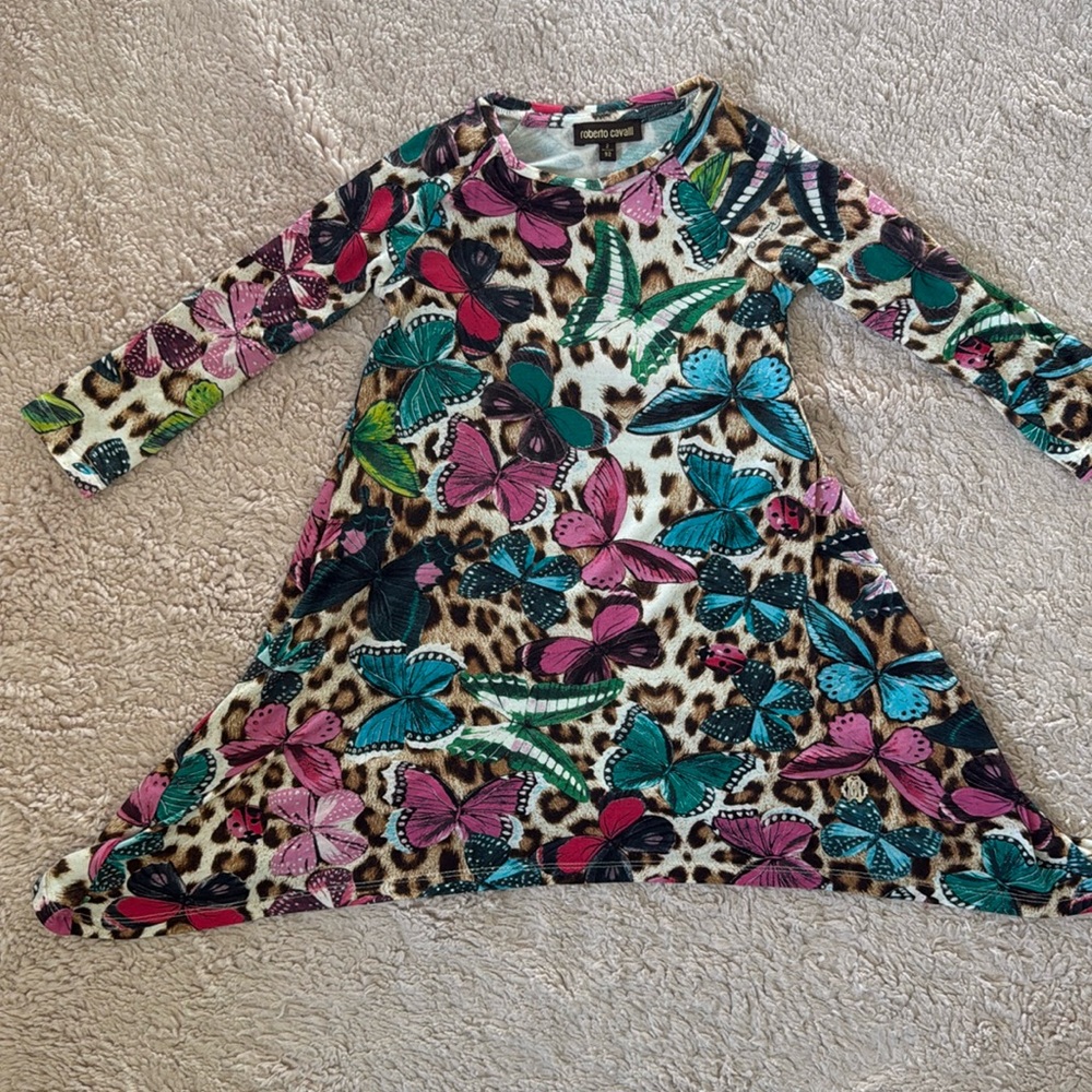 Roberto Cavalli size 2T animal/butterfly and ladybug print dress